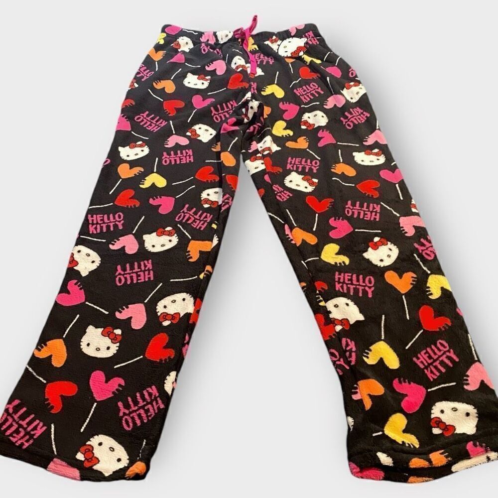 Hello Kitty “Heart Suckers” Fuzzy Soft Touch Pajama Pants Womens size Large New